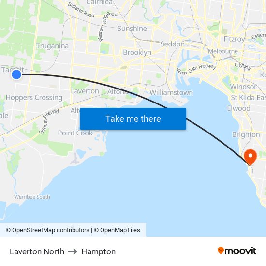 Laverton North to Hampton map