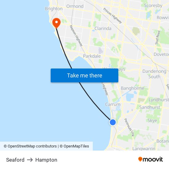 Seaford to Hampton map