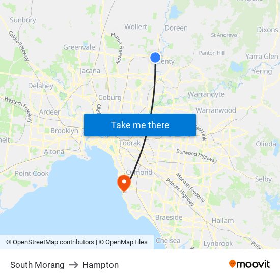 South Morang to Hampton map