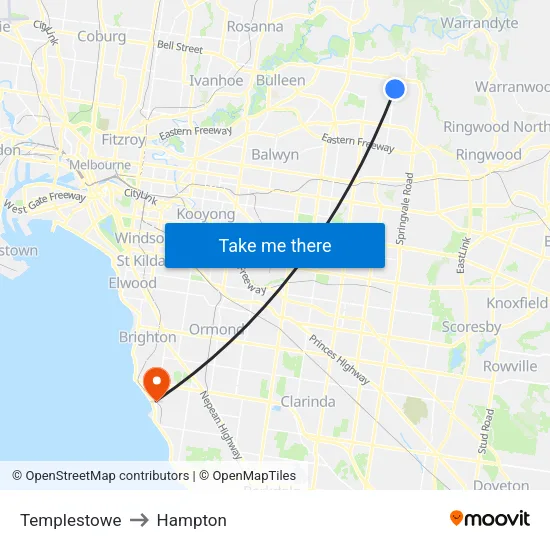 Templestowe to Hampton map
