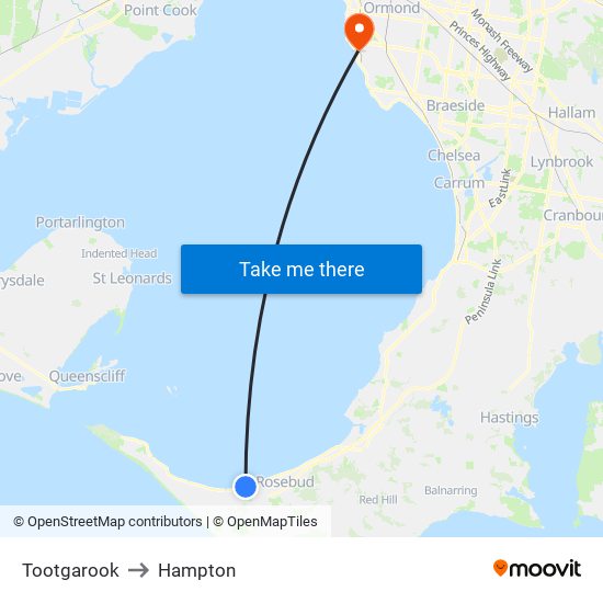Tootgarook to Hampton map