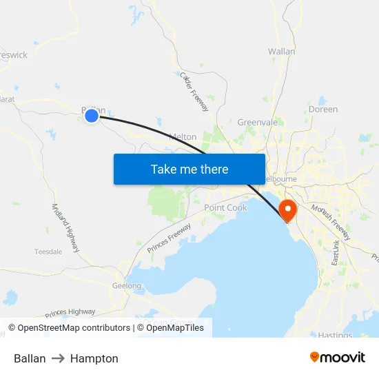 Ballan to Hampton map