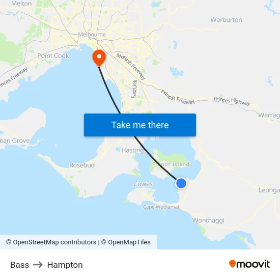 Bass to Hampton map