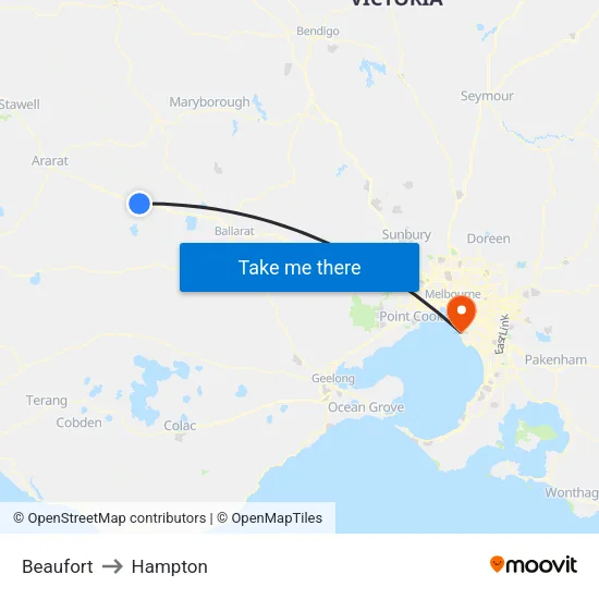 Beaufort to Hampton map