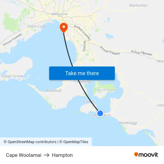 Cape Woolamai to Hampton map