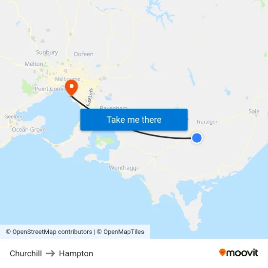 Churchill to Hampton map