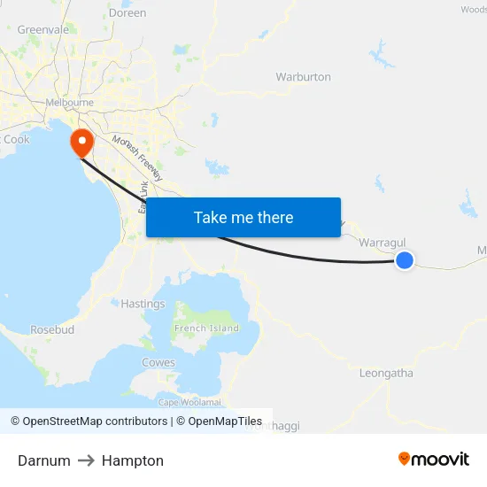 Darnum to Hampton map