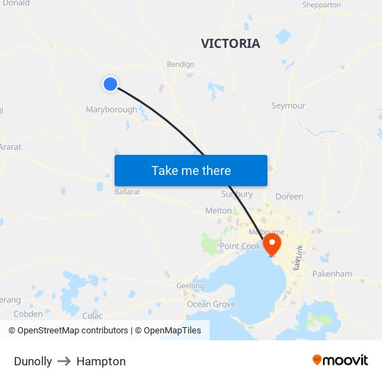 Dunolly to Hampton map