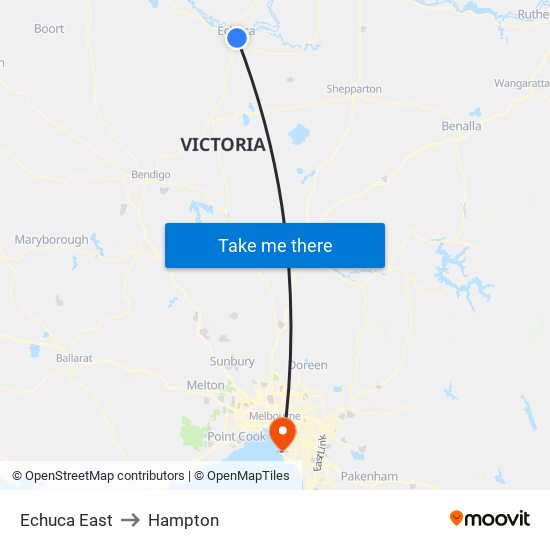 Echuca East to Hampton map