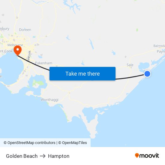 Golden Beach to Hampton map