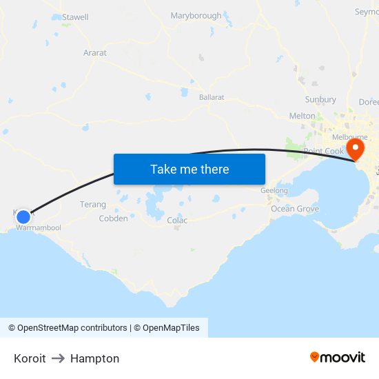 Koroit to Hampton map