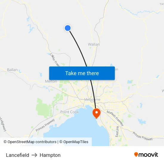 Lancefield to Hampton map