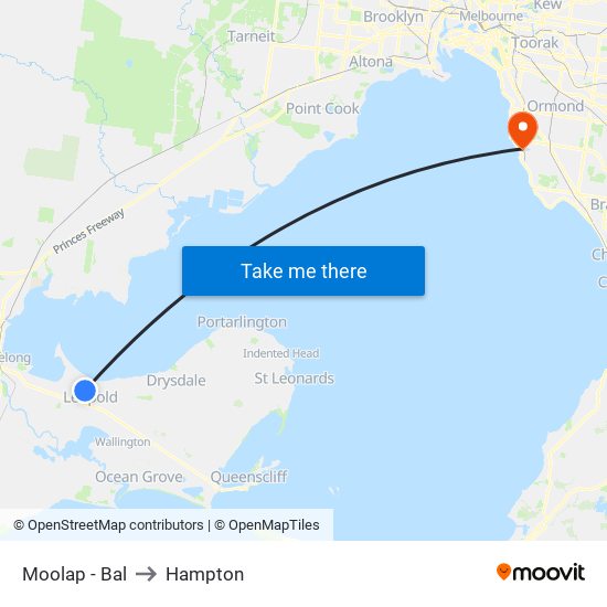 Moolap - Bal to Hampton map