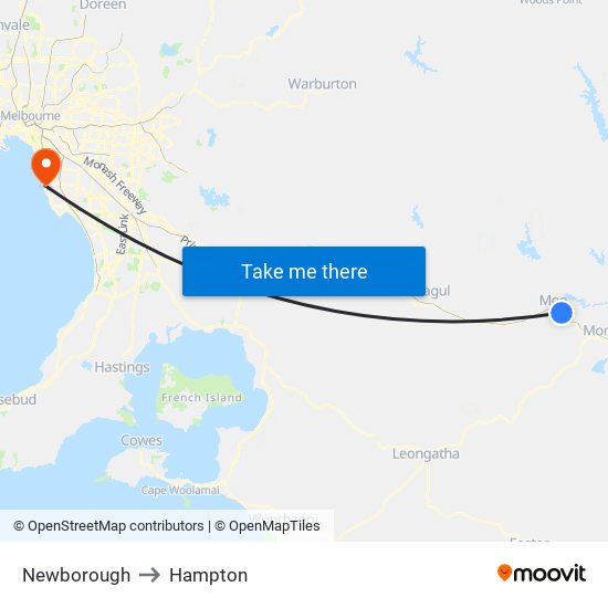 Newborough to Hampton map