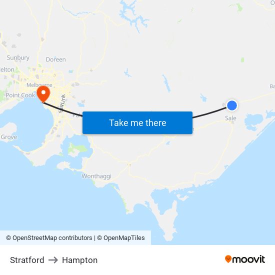 Stratford to Hampton map