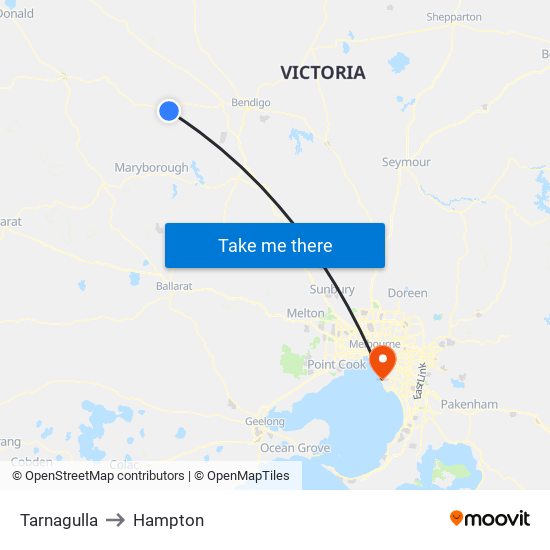 Tarnagulla to Hampton map