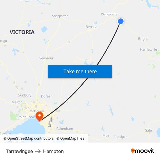 Tarrawingee to Hampton map