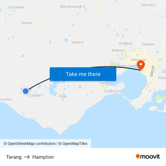 Terang to Hampton map