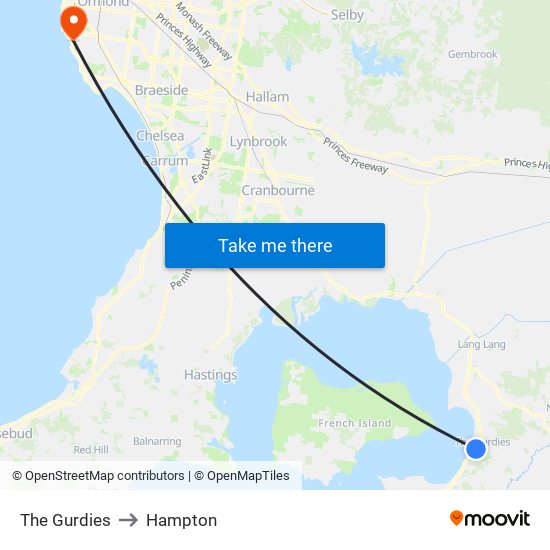 The Gurdies to Hampton map