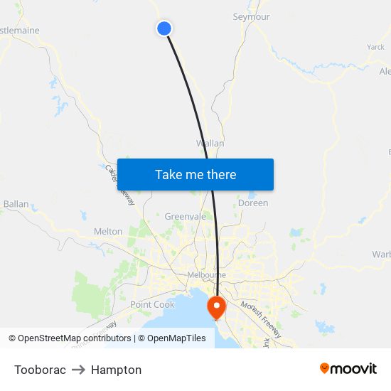 Tooborac to Hampton map