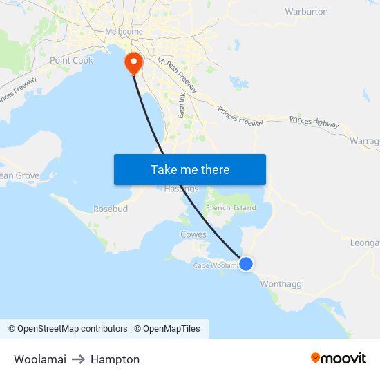 Woolamai to Hampton map