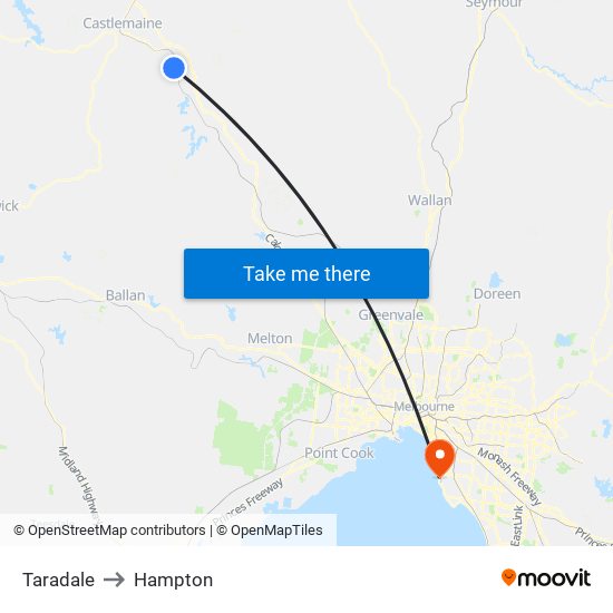 Taradale to Hampton map