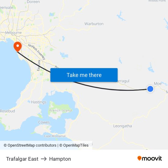 Trafalgar East to Hampton map