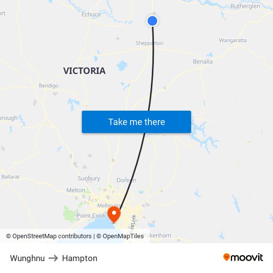 Wunghnu to Hampton map