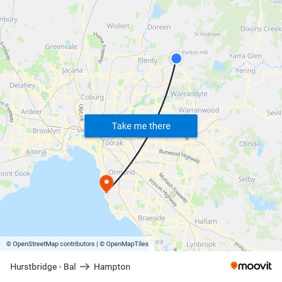 Hurstbridge - Bal to Hampton map