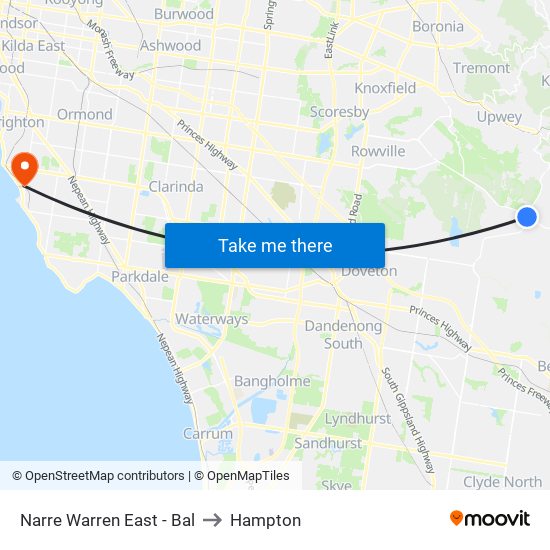 Narre Warren East - Bal to Hampton map