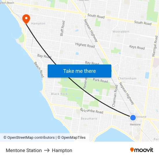 Mentone Station to Hampton map