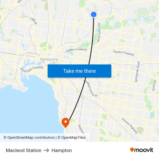 Macleod Station to Hampton map