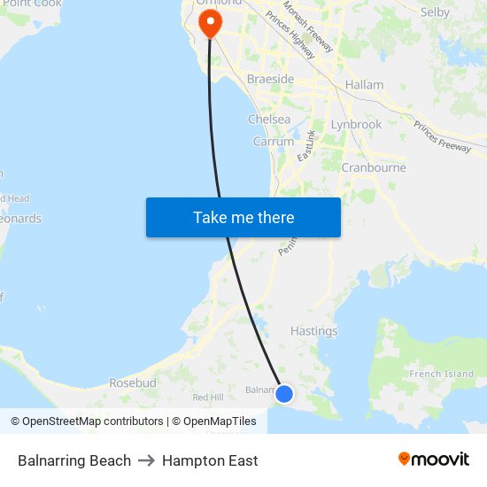 Balnarring Beach to Hampton East map
