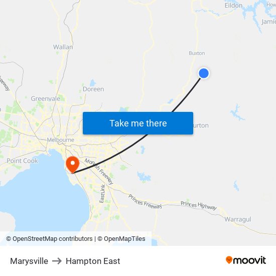 Marysville to Hampton East map