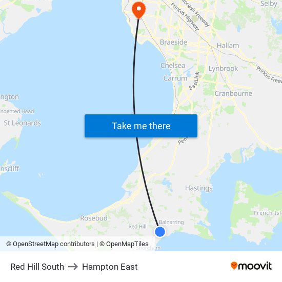 Red Hill South to Hampton East map