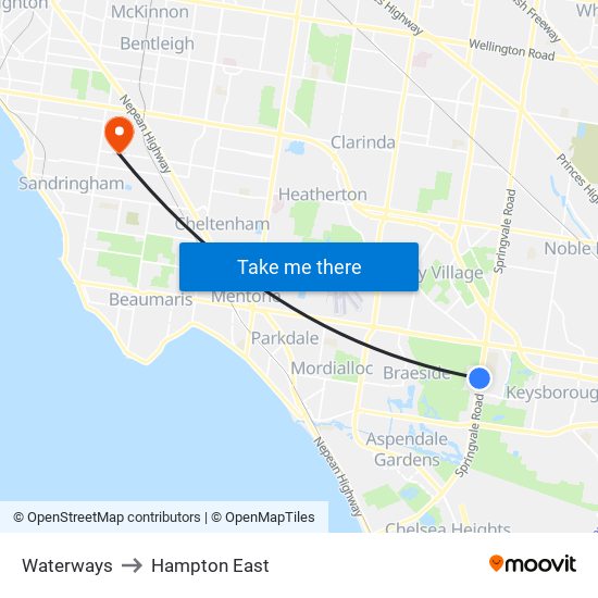 Waterways to Hampton East map