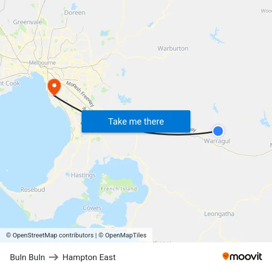 Buln Buln to Hampton East map