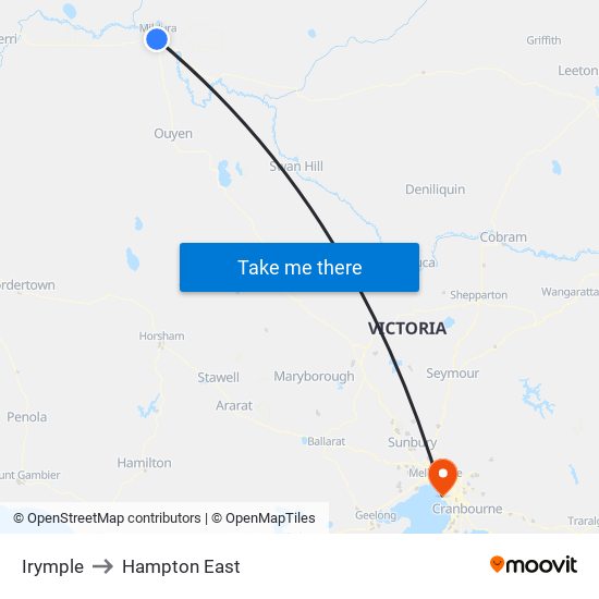 Irymple to Hampton East map