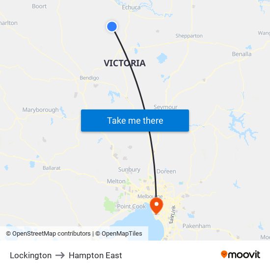 Lockington to Hampton East map