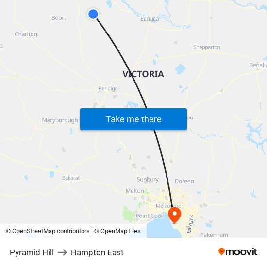 Pyramid Hill to Hampton East map