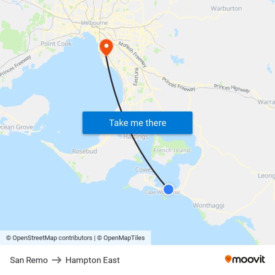 San Remo to Hampton East map