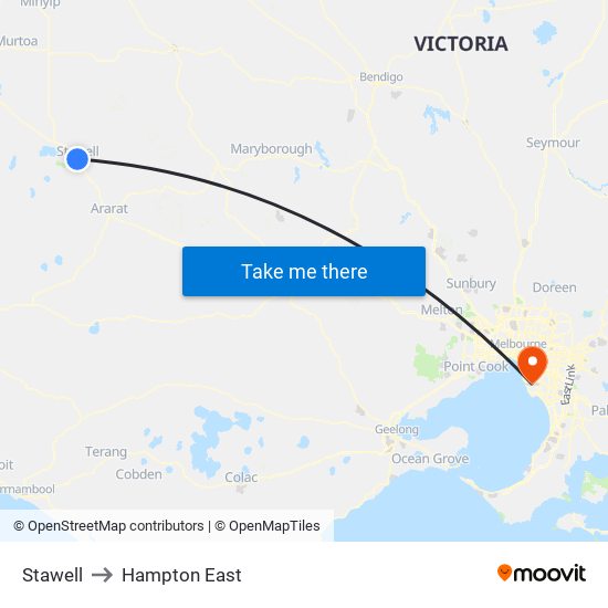 Stawell to Hampton East map