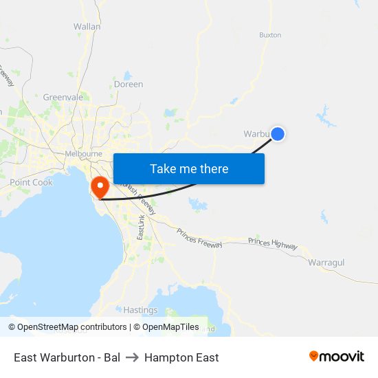 East Warburton - Bal to Hampton East map