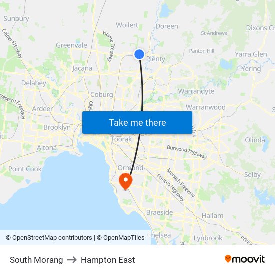 South Morang to Hampton East map