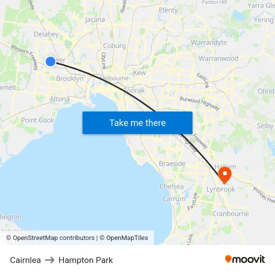 Cairnlea to Hampton Park map