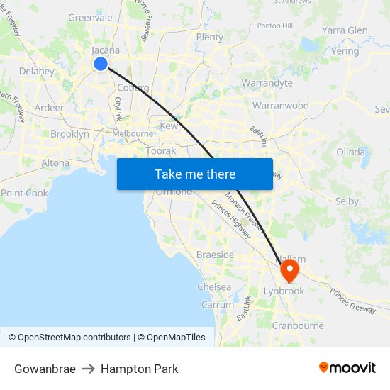 Gowanbrae to Hampton Park map