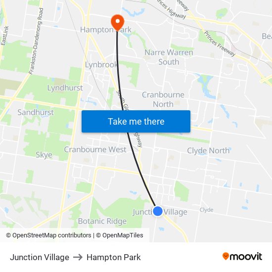 Junction Village to Hampton Park map