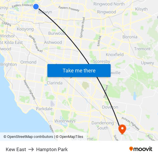 Kew East to Hampton Park map