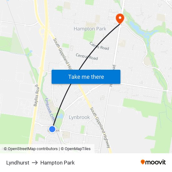Lyndhurst to Hampton Park map