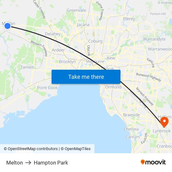 Melton to Hampton Park map